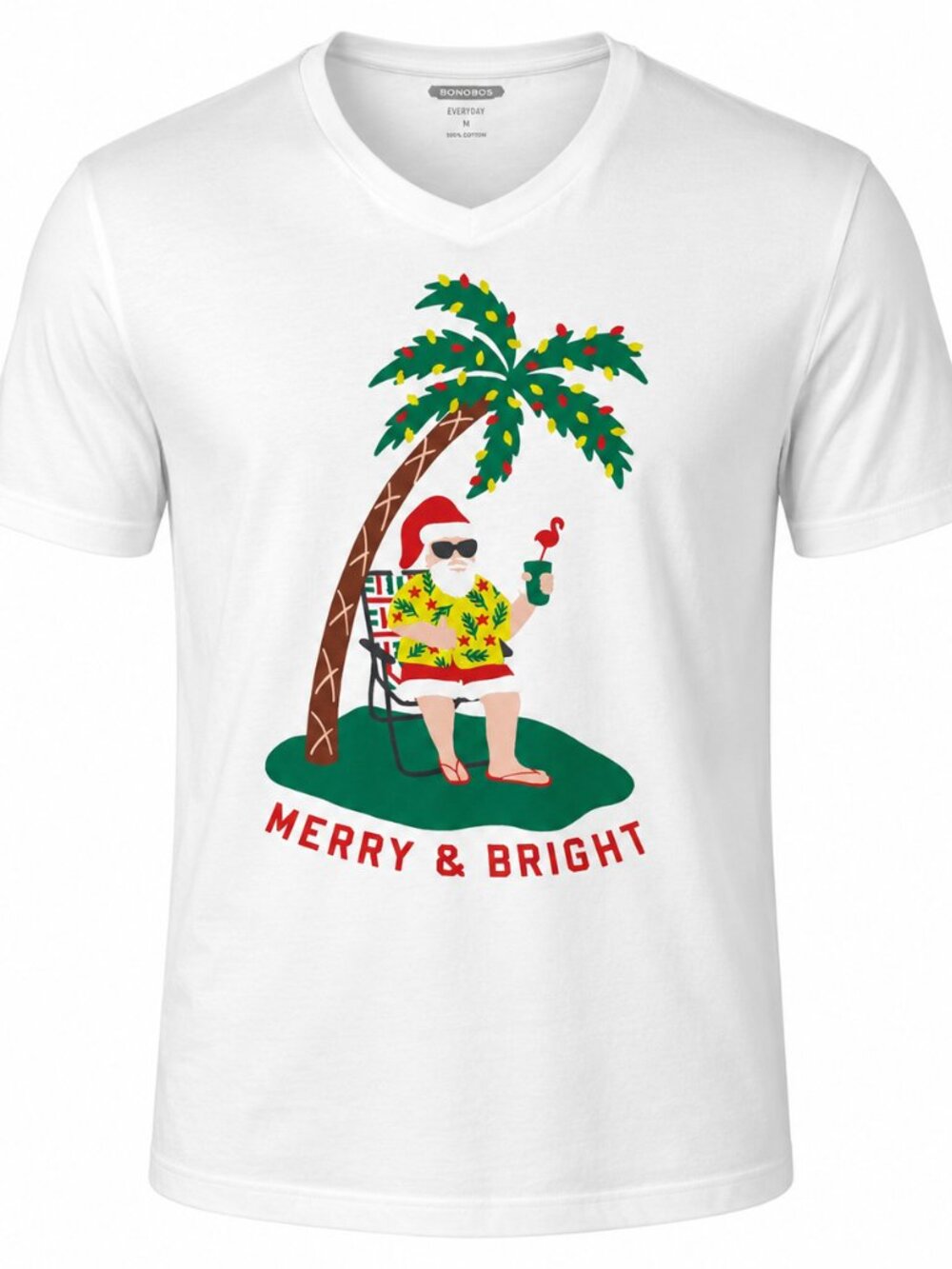 Old Navy Merry & Bright Santa Christmas Graphic Tee Medium NWT